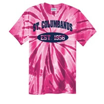 St. Columbanus School Spirit Tie Dye Short Sleeve T-Shirt w/ Est. 1956 Logo 