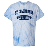 St. Columbanus School Spirit Tie Dye Short Sleeve T-Shirt w/ Est. 1956 Logo 