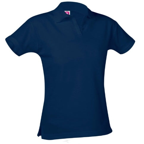 Dark Navy Short Sleeve Girls Fitted Polo