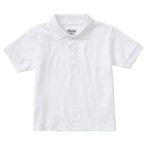 White Short Sleeve Toddler Polo Classroom