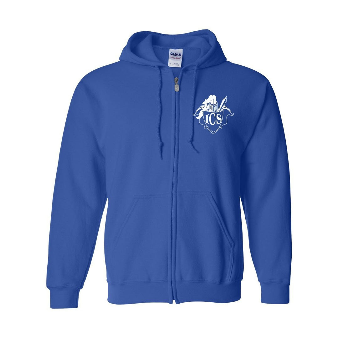 Immaculate Conception School Spirit Zip Hoodie w/ Small White Shield Logo 