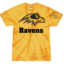 St. Raymond School Spirit Tie Dye Short Sleeve T-Shirt w/ Black Raven Logo 