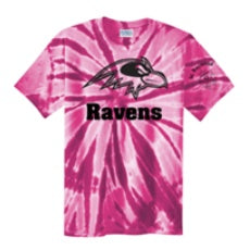 St. Raymond School Spirit Tie Dye Short Sleeve T-Shirt w/ Black Raven Logo 