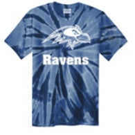 St. Raymond School Spirit Tie Dye Short Sleeve T-Shirt w/ White Raven Logo 