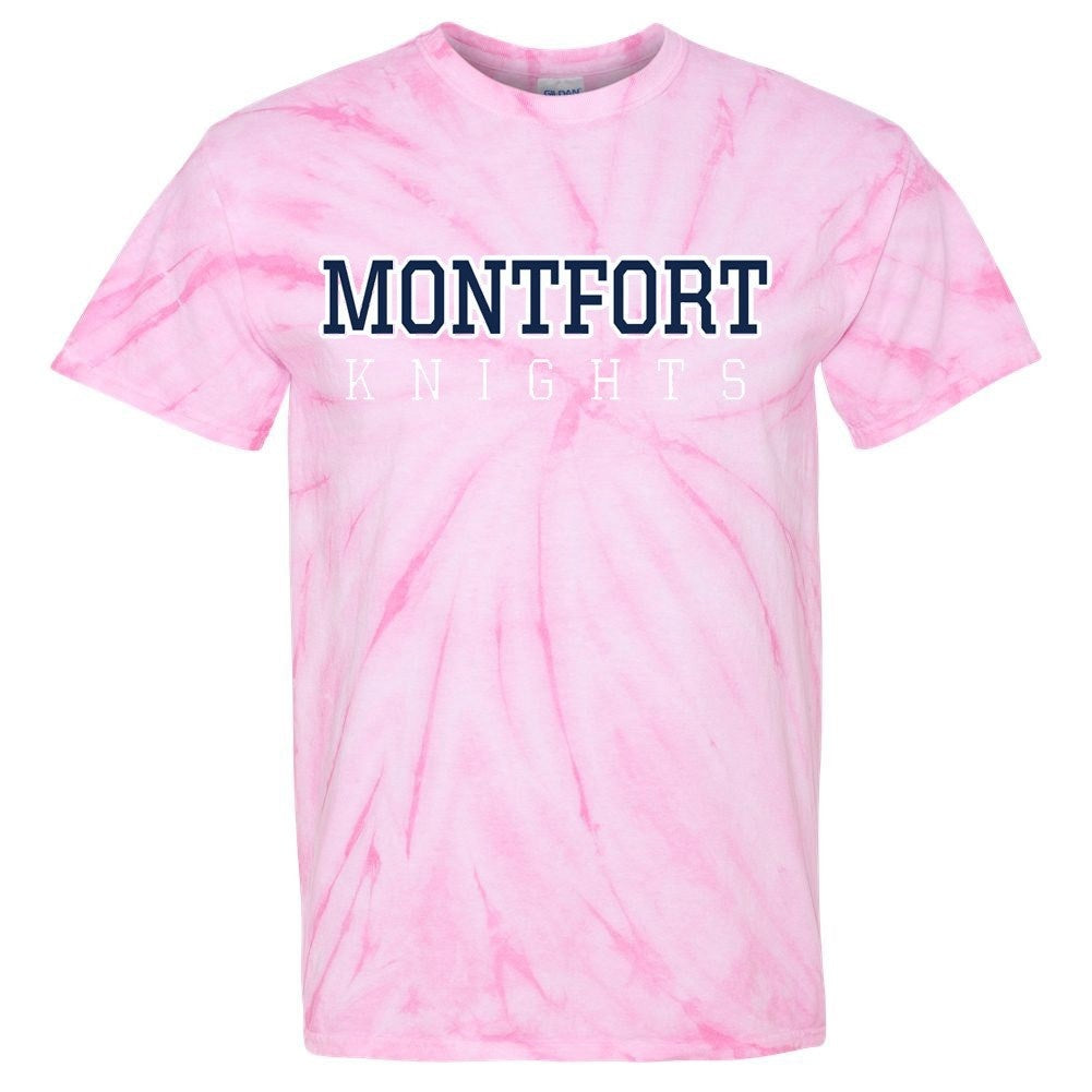 The Montfort Academy Spirit Tie Dye Short Sleeve T-Shirt w/ Montfort Knights Logo 