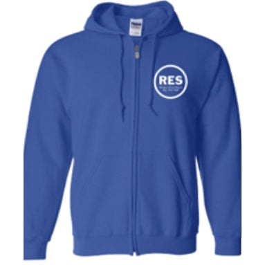 Resurrection School Spirit Zip Hoodie w/ Small White RES Logo 