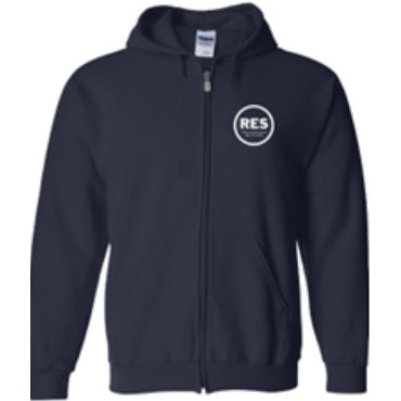 Resurrection School Spirit Zip Hoodie w/ Small White RES Logo 