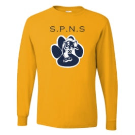 St. Philip Neri School Spirit Long Sleeve T-shirt w/ Paw Print Logo 