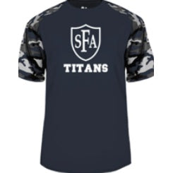 St. Francis of Assisi School Spirit Performance Camo Sleeve T-shirt w/ Full Front Titans Logo 