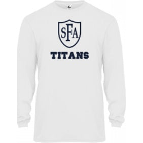 St. Francis of Assisi School Spirit Performance Long Sleeve T-shirt w/ Full Front Titan Logo 