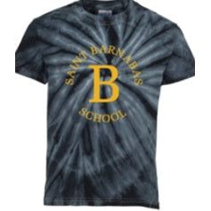 St. Barnabas Elementary School Spirit Tie Dye Short Sleeve T-Shirt w/ Full Front Gold "B" Logo 