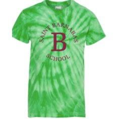 St. Barnabas Elementary School Spirit Tie Dye Short Sleeve T-Shirt w/ Full Front Maroon "B" Logo 