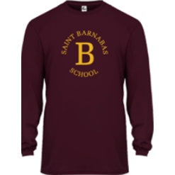 St. Barnabas Elementary School Spirit Performance Long Sleeve T-shirt w/ Full Front Gold "B" Logo 