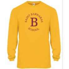 St. Barnabas Elementary School Spirit Performance Long Sleeve T-shirt w/ Full Front Maroon "B" Logo 
