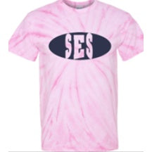 St. Eugene School Spirit Tie Dye Short Sleeve T-Shirt w/ Full Front Navy SES Logo 