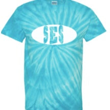 St. Eugene School Spirit Tie Dye Short Sleeve T-Shirt w/ Full Front White SES Logo 