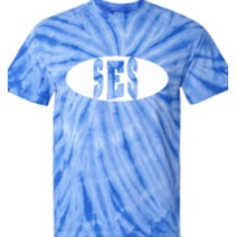 St. Eugene School Spirit Tie Dye Short Sleeve T-Shirt w/ Full Front White SES Logo 