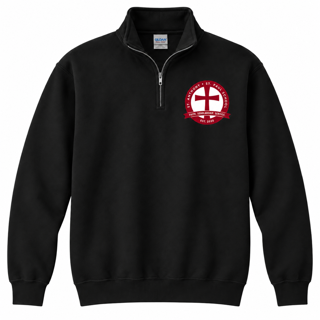 St. Anthony–St. Paul School Staff Black Quarter-Zip Sweatshirt — Chest Logo with corrected maroon and white school seal