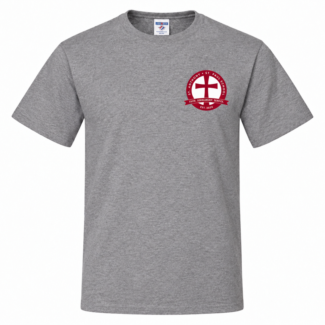 St. Anthony–St. Paul School Oxford Short Sleeve T-Shirt — Chest Logo with corrected maroon and white school seal