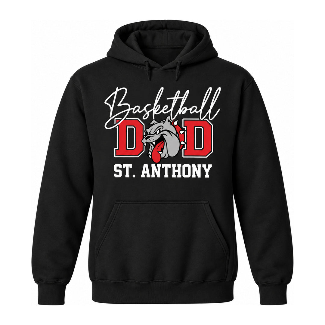 St. Anthony School Team Basketball Dad Pullover Hoodie - St. Anthony School - Black