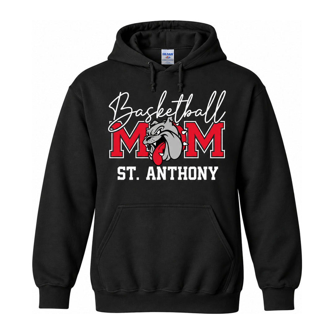 St. Anthony School Team Basketball Mom Pullover Hoodie - St. Anthony School - Black