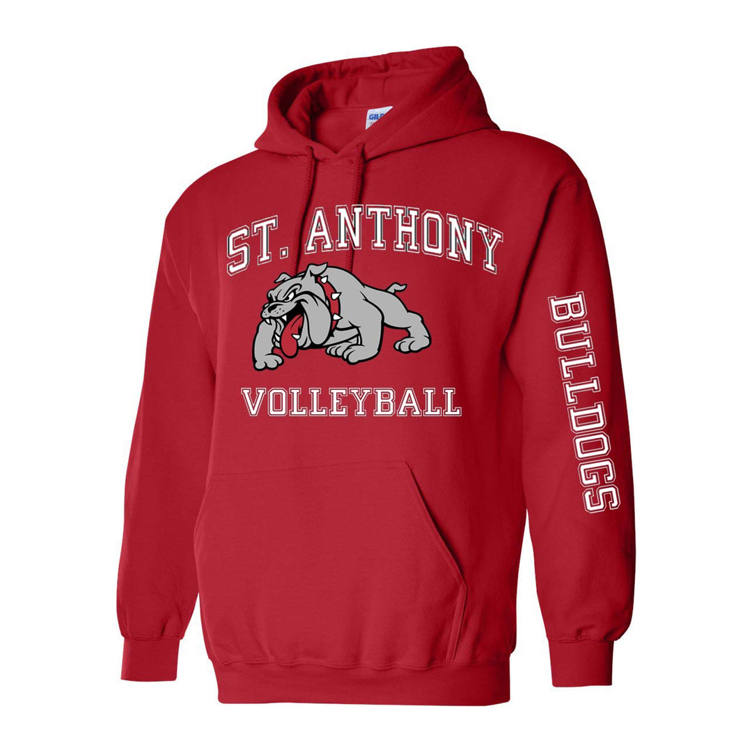St. Anthony School Team Volleyball Bulldogs Pullover Hoodie - St. Anthony School - Red