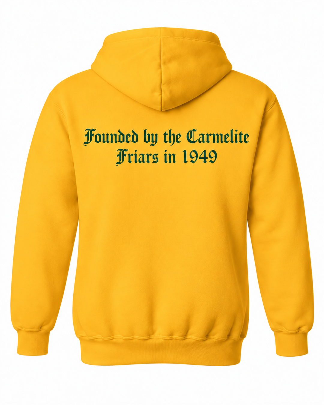 Transfiguration Parish School Gold spirit hoodie — back view 