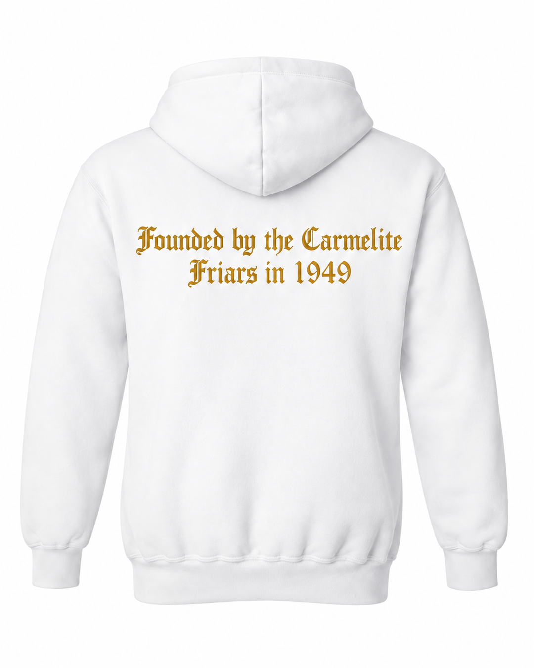 Transfiguration Parish School White spirit hoodie — back view 